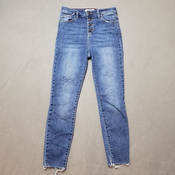 Carly Jean - Kenny jeans button fly high rise med wash. Size 5 crop - Picture 1 of 14
